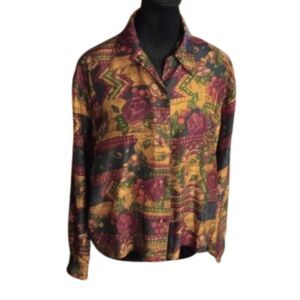 Stunt Collections Women's Size Small 100% Silk Blouse, Vintage